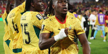 Brandon Thomas-Asante #10 of Ghana celebrates the team's 1-0 victory in the FIFA World Cup 2026 Group L match between Ghana and Panama at Toronto Stadium on June 17, 2026 in Toronto, Ontario. (Photo by Ezra Shaw - FIFA/FIFA via Getty Images)