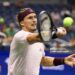Alexander Zverev hits a forehand against Quentin Halys during a Men's Singles match on Day Five of the 2026 US Open (Photo by Dustin Satloff/USTA via Getty Images)