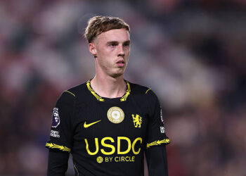 Cole Palmer of Chelsea reacts during the Premier League 2026/27 match between Brentford and Chelsea FC at Gtech Community Stadium on September 18, 2026 in Brentford, England. (Photo by Ryan Pierse/Getty Images)
