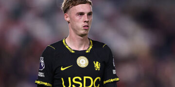 Cole Palmer of Chelsea reacts during the Premier League 2026/27 match between Brentford and Chelsea FC at Gtech Community Stadium on September 18, 2026 in Brentford, England. (Photo by Ryan Pierse/Getty Images)