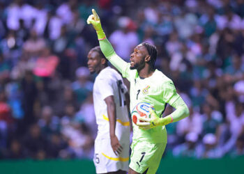 PUEBLA, MEXICO - MAY 22: Solomon Agbasi of Ghana reacts during the international friendly match between Mexico and Ghana at Estadio Cuauhtémoc on May 22, 2026 in Puebla, Mexico. (Photo by Hector Vivas/Getty Images)