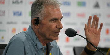 Ghana's Portuguese head coach Carlos Queiroz gives an MD-1 press conference at the Kansas City Stadium in Kansas City on July 2, 2026, on the eve of the 2026 World Cup round of 32 football match between Colombia and Ghana. (Photo by JUAN MABROMATA / AFP via Getty Images)