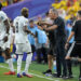 Ghana's Portuguese head coach Carlos Queiroz speaks with Ghana's midfielder #08 Kwasi Sibo during the 2026 World Cup round of 32 football match between Colombia and Ghana at the Kansas City Stadium in Kansas City on July 3, 2026. (Photo by JUAN MABROMATA / AFP via Getty Images)