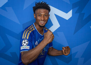 BRATISLAVA, SLOVAKIA - SEPTEMBER 1: Rahim Ibrahim poses during the official UEFA Champions League 2026/27 portrait session on September 1, 2026 in Bratislava, Slovakia. (Photo by Nathan Zentveld - UEFA/UEFA via Getty Images)