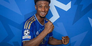 BRATISLAVA, SLOVAKIA - SEPTEMBER 1: Rahim Ibrahim poses during the official UEFA Champions League 2026/27 portrait session on September 1, 2026 in Bratislava, Slovakia. (Photo by Nathan Zentveld - UEFA/UEFA via Getty Images)