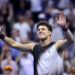 NEW YORK, NEW YORK - SEPTEMBER 08: Ben Shelton of the United States celebrates match point against Carlos Alcaraz of Spain during their Men's Singles Quarterfinal match on Day Ten of the 2026 US Open at USTA Billie Jean King National Tennis Center on September 08, 2026 in the Flushing neighborhood of the Queens borough of New York City. (Photo by Julian Finney/Getty Images)