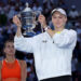 NEW YORK, NEW YORK - SEPTEMBER 12: Elena Rybakina of Kazakhstan celebrates with the trophy after defeating Aryna Sabalenka in their Women's Singles Final match on Day Fourteen of the 2026 US Open at USTA Billie Jean King National Tennis Center on September 12, 2026 in the Flushing neighborhood of the Queens borough of New York City. (Photo by Sarah Stier/Getty Images)