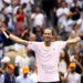 NEW YORK, NEW YORK - SEPTEMBER 13: Alexander Zverev of Germany celebrates match point against Ben Shelton of the United States in their Men's Singles Final match on Day Fifteen of the 2026 US Open at USTA Billie Jean King National Tennis Center on September 13, 2026 in the Flushing neighborhood of the Queens borough of New York City. (Photo by Matthew Stockman/Getty Images)