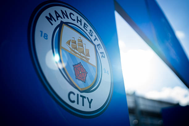 UNTERHACHING, GERMANY - SEPTEMBER 22: The Manchester logo can bee seen at the players tunnel entrance before the UEFA Women's Champions League 2026/27 League Phase MD1 match between FC Bayern München and Manchester City at Sportparkstadion on September 22, 2026 in Unterhaching, Germany. (Photo by Leonhard Simon - UEFA/UEFA via Getty Images)