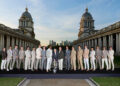 LONDON, ENGLAND - SEPTEMBER 23: (L-R) Arthur Fery of Team Europe, Rafael Jodar of Team Europe, Jakub Mensik of Team Europe, Casper Ruud of Team Europe, Carlos Alcaraz of Team Europe, Flavio Cobolli of Team Europe, Alexander Zverev of Team Europe, Tim Henman, Vice Captain of Team Europe, Yannick Noah, Captain of Team Europe, Rod Laver, Andre Agassi, Captain of Team World, Patrick Rafter, Vice Captain of Team World, Alex de Minaur of Team World, Taylor Fritz of Team World, Alexander Bublik of Team World, Learner Tien of Team World, Brandon Nakashima of Team World, Francisco Cerundolo of Team World and Ignacio Buse of Team World pose for a photograph at the Old Royal Naval College in Greenwich ahead of Laver Cup 2026 at The O2 on September 23, 2026 in London, England. (Photo by Clive Brunskill/Getty Images for Laver Cup)
