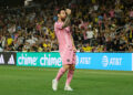 COLUMBUS, OHIO - SEPTEMBER 27: Lionel Messi #10 of Inter Miami CF celebrates scoring his team's first goal during the MLS match between Columbus Crew and Inter Miami CF at ScottsMiracle-Gro Field on September 27, 2026 in Columbus, Ohio. (Photo by Andy Lyons/Getty Images)