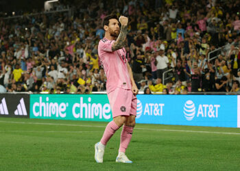 COLUMBUS, OHIO - SEPTEMBER 27: Lionel Messi #10 of Inter Miami CF celebrates scoring his team's first goal during the MLS match between Columbus Crew and Inter Miami CF at ScottsMiracle-Gro Field on September 27, 2026 in Columbus, Ohio. (Photo by Andy Lyons/Getty Images)