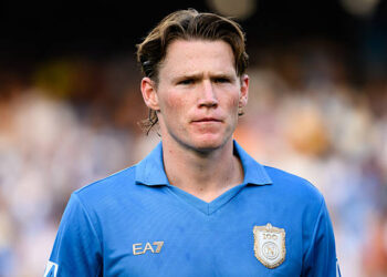 Scott McTominay of SSC Napoli looks on during the Serie A 2025/2026 football match between SSC Napoli and Como 1907. Como won 2-1 over Napoli. (Photo by Andrea Staccioli/Insidefoto/LightRocket via Getty Images)
