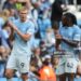 Erling Haaland and Antoine Semenyo of Manchester City applaud fans during the Premier League match against Coventry City at Etihad Stadium in Manchester, United Kingdom, on September 5, 2026. (Photo by Mark Cosgrove/News Images/NurPhoto via Getty Images)