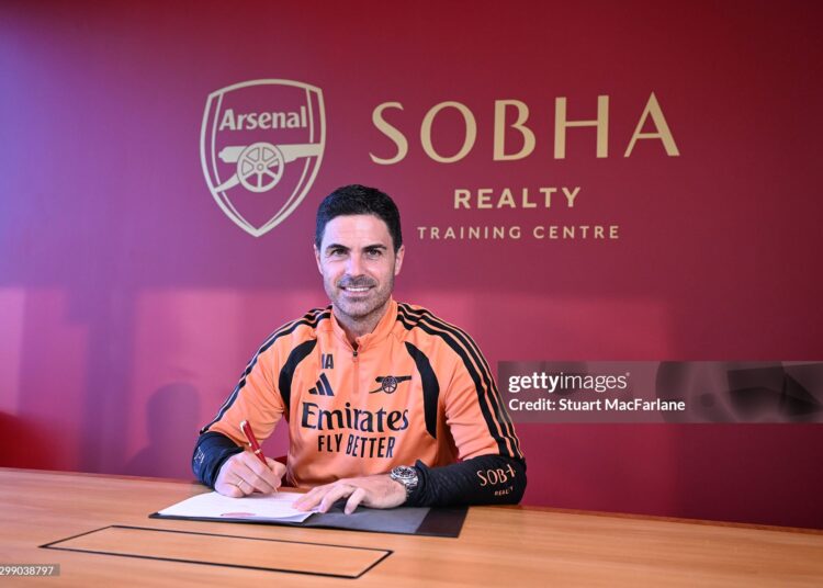 Mikel Arteta (Photo by Stuart MacFarlane/Arsenal FC via Getty Images)