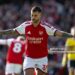Bruno Guimaraes of Arsenal FC celebrates after scoring goal during the Premier League 2026/27 match between Arsenal FC and Leeds United (Photo by Sebastian Frej/MB Media/Getty Images)