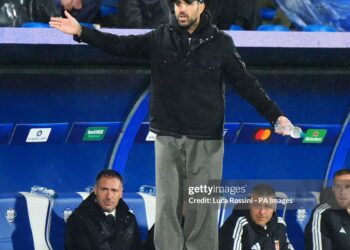 Como manager Cesc Fabregas on the touchline during the UEFA Champions League match (Photo by Luca Rossini/PA Images via Getty Images)