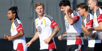 Finn Jeltsch of Germany participates in a training session (Photo by Alexander Hassenstein/Getty Images)