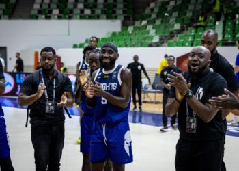 Spintex Knights celebrate qualification to 2026 BAL Elite 16 Stage Photo Courtesy: FIBA