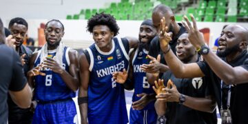 Spintex Knights celebrate qualification to 2026 BAL Elite 16 Stage Photo Courtesy: FIBA