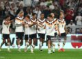 Florian Wirtz (Germany. 3vr) celebrates his goal to make it 2-0 with his teammates. Photo: Christian Charisius/dpa - IMPORTANT NOTICE: In accordance with the regulations of the Bundesliga and the German Football Association (Photo by Christian Charisius/picture alliance via Getty Images)