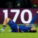 Khvicha Kvaratskhelia #7 of Paris Saint-Germain reacts after his injury during the UEFA Champions League 2026/27 League Phase MD3 match between Paris Saint-Germain and FC Barcelona (Photo by Xavier Laine/Getty Images)