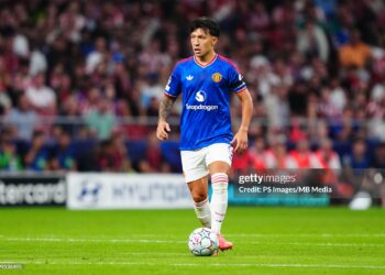 Lisandro Martinez of Manchester United is seen in action during the UEFA Champions League 2026/27 League Phase MD2 match between Atletico de Madrid and Manchester United (Photo by Gokhan Taner/PS Images/MB Media/Getty Images)