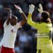 Jeremy Jacquet and Alisson Becker of Liverpool celebrate after the Premier League 2026/27 match between AFC Bournemouth and Liverpool FC (Photo by Steve Bardens/Getty Images)