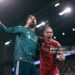Liverpool goalkeeper Giorgi Mamardashvili celebrates victory with Kostas Tsimikas of Liverpool during the Carabao Cup Fourth Round match between Liverpool and Chelsea (Photo by Jacques Feeney/Offside/Offside via Getty Images)