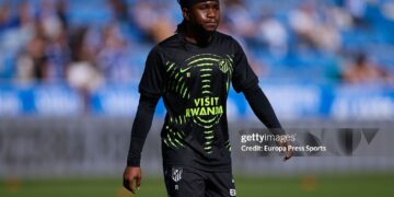 Ademola Lookman of Atletico de Madrid looks on (Photo By Ricardo Larreina/Europa Press via Getty Images)