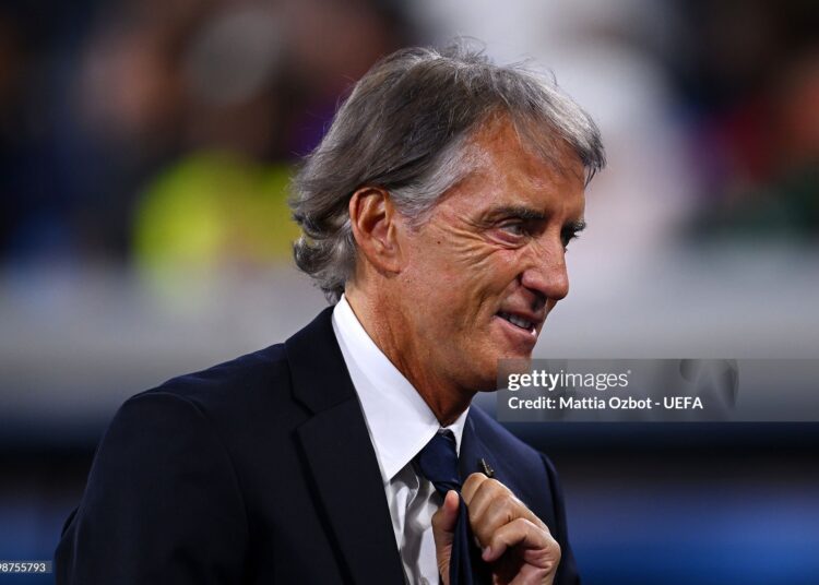 Roberto Mancini, Manager of Italy, celebrates after the UEFA Nations League 2026/27 group phase match between Italy and Türkiye (Photo by Mattia Ozbot - UEFA/UEFA via Getty Images)
