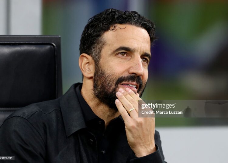 Ruben Amorim, Head Coach of AC Milan, looks on before the Serie A match between AC Milan and Atalanta BC (Photo by Marco Luzzani/Getty Images)