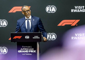 Rwanda's President Paul Kagame delivers remarks during the announcement of the Formula 1 African Grand Prix at BK Arena in Kigali on October 13, 2026. Rwanda will host Africa's first Formula One Grand Prix since 1993 in "the early 2030s" after the circuit announced a 10-year deal with the country on October 13, 2026. 
"Today is a landmark moment for Formula One," F1 president Stefano Domenicali said in a statement. (Photo by Jean Baptiste Nkurunziza / AFP via Getty Images)