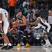Ben Simmons #25 of the Sacramento Kings  looks to pass the ball during the game against the San Antonio Spurs during a 2026 NBA Preseason game (Photos by Michael Gonzales/NBAE via Getty Images)