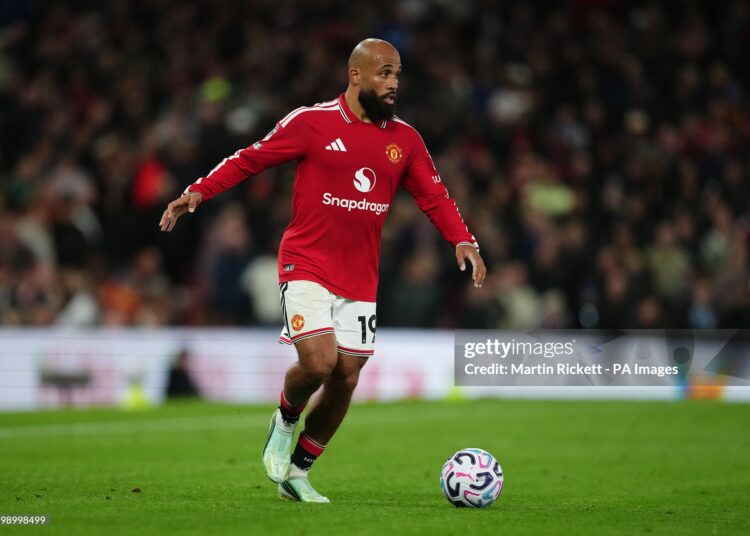 Manchester United's Bryan Mbeumo during the Premier League match (Photo by Martin Rickett/PA Images via Getty Images)