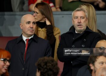 Omar Berrada, Moroccan Businessman and Chief executive officer with Jason Wilcox, Directon of Football (Photo by Richard Sellers/Sportsphoto/Allstar via Getty Images)