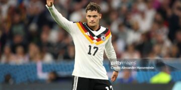 Florian Wirtz of Germany reacts during the UEFA Nations League 2026/27 group phase match between Germany and Serbia (Photo by Alexander Hassenstein/Getty Images)