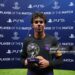 Lamine Yamal of FC Barcelona poses for a photo with the PlayStation Player of the Match award after the team's victory in the UEFA Champions League 2026/27 League Phase MD2 match between Galatasaray and FC Barcelona (Photo by Ahmad Mora - UEFA/UEFA via Getty Images)
