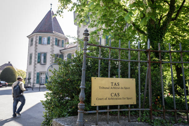 The building of the Court of Arbitration (CAS) is seen ahead of the verdict in South African double Olympic champion Caster Semenya's appeal against International Association of Athletics Federations (IAAF) testosterone rules on May 1, 2019 in Lausanne. The world's sports court will give the verdict on Semenya's challenge against rules regulating testosterone in female athletes, a verdict expected to have a profound impact on the future of women's sport. Semenya is fighting against regulations imposed by the IAAF that compel "hyperandrogenic" athletes - those with "differences of sexual development" (DSD) - to lower their testosterone levels if they wish to compete as women. (Photo by Fabrice COFFRINI / AFP) (Photo by FABRICE COFFRINI/AFP via Getty Images)