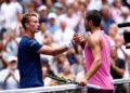 Spain's Carlos Alcaraz (R) and Czech Republic's Jiri Lehecka shake hands after Alcaraz won their men's quarterfinals round match on day ten of the US Open tennis tournament at the USTA Billie Jean King National Tennis Center in New York City on September 2, 2025. (Photo by Kena Betancur / AFP via Getty Images)