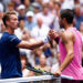 Spain's Carlos Alcaraz (R) and Czech Republic's Jiri Lehecka shake hands after Alcaraz won their men's quarterfinals round match on day ten of the US Open tennis tournament at the USTA Billie Jean King National Tennis Center in New York City on September 2, 2025. (Photo by Kena Betancur / AFP via Getty Images)