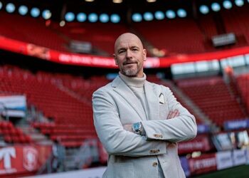Enschede, Netherlands - January 14: Erik ten Hag during the presentation of the new technical director of FC Twente at De Grolsch Veste on January 14, 2026 in Enschede, Netherlands. (Photo by Emiel Muiderman/Marcel ter Bals/DeFodi Images/DeFodi via Getty Images)