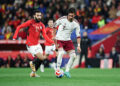 Ferran Torres of Spain controls the ball while being defended by Mohanad Lasheen of Egypt during an international friendly match between Spain and Egypt at RCD Stadium in Barcelona, Spain, on March 31, 2026. The match takes place prior to the FIFA World Cup. (Photo by Gongora/NurPhoto via Getty Images)