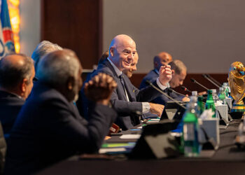 VANCOUVER, CANADA - APRIL 28: Gianni Infantino, FIFA President, speaks during FIFA Council Meeting No. 36 at Fairmont Pacific Rim hotel on April 28, 2026 in Vancouver, Canada. (Photo by Verity Griffin - FIFA/FIFA via Getty Images)