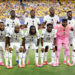 Ghana's players pose for the team photo ahead of the 2026 World Cup round of 32 football match between Colombia and Ghana at the Kansas City Stadium in Kansas City on July 3, 2026.  (Photo by Odd ANDERSEN / AFP via Getty Images)