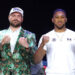 LONDON, ENGLAND - SEPTEMBER 30: Tyson Fury and Anthony Joshua pose for a photo after facing off during the announcement for the upcoming Tyson Fury vs. Anthony Joshua fight at The British Airways Arc on September 30, 2026 in London, England. The fight will stream live on Netflix on 11th December. (Photo by Richard Pelham/Getty Images for Netflix)