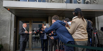 Court of Arbitration of Sport (CAS) director general Matthieu Reeb speaks to media during a hearing on Senegal's appeal against Morocco following a chaotic Africa Cup of Nations football final, in Lausanne on October 8, 2026. Nearly ten months after a chaotic Africa Cup of Nations final, the dispute is set to reach its conclusion in Lausanne, where the Court of Arbitration for Sport (CAS) will hear Senegal's appeal against Morocco being awarded the title. Senegal had initially won the January 18 final 1-0 after extra time, in a match marred by a lengthy walk-off over a controversial late penalty. (Photo by Fabrice COFFRINI / AFP via Getty Images)