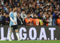 BUENOS AIRES, ARGENTINA - OCTOBER 06: Lionel Messi of Argentina reacts during the International Friendly match between Argentina and Benin at Estadio Monumental Antonio V. Liberti on October 06, 2026 in Buenos Aires, Argentina. Lionel Messi is making his final appearance for Argentina following his announcement of international retirement on 31 August. (Photo by Marcos Brindicci/Getty Images)