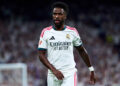 MADRID, SPAIN - OCTOBER 10: Vinicius Junior of Real Madrid looks on during the LaLiga EA Sports 2026/27 match between Real Madrid and Villarreal CF at Estadio Santiago Bernabeu on October 10, 2026 in Madrid, Spain. (Photo by Angel Martinez/Getty Images)