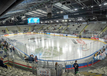 Panoramic view of the ice rink and the stands at the Fiera Ice Arena during the facility's opening day in Rho Fieramilano, Milan (Italy), October 9th, 2026 (Photo by Elena Di Vincenzo/Archivio Elena Di Vincenzo/Mondadori Portfolio via Getty Images)